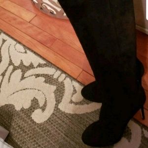 Jimmy Choo Haley 100 Black Suede Thigh High Boots